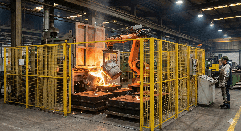 鑄造用工業機器人示意圖